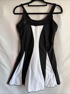 Black & White Fit-and-Flare One-Piece Swimdress